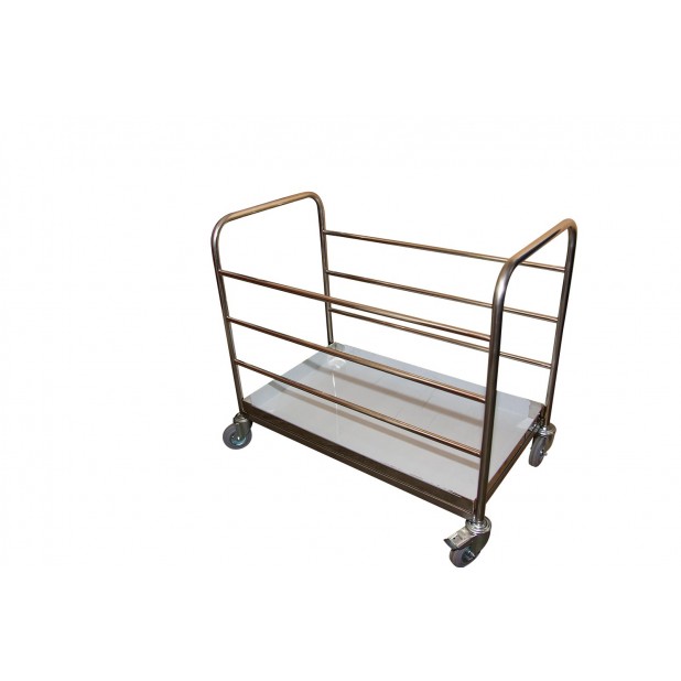 Carucior din inox tip platforma :pentru transport - colectare saci cu rufe murdare